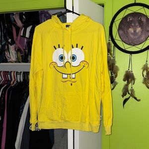 ROMWE Yellow SpongeBob Face Hoodie L